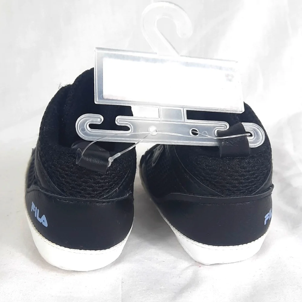 Fila Baby Crib Shoes Size 6-12 Months Black White NEW